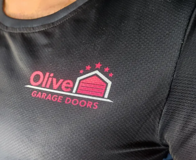Olive garage doors shirt logo image