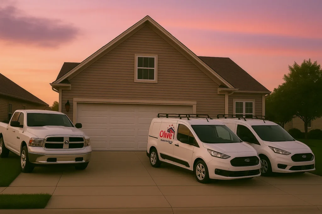 Olive Garage Doors service vans in Sunnyvale, California